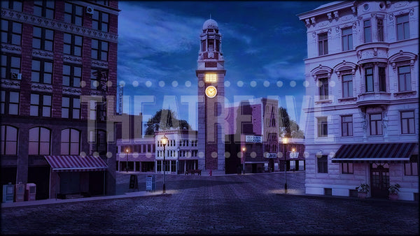 Vintage City at Night, a Hairspray projection backdrop by Theatre Avenue.