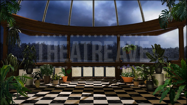 Conservatory, a Clue projection backdrop by Theatre Avenue.
