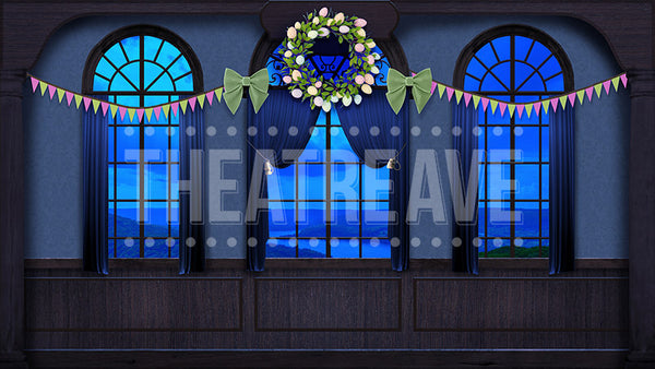 Grand Hall at Easter, a Holiday Inn projection backdrop by Theatre Avenue.