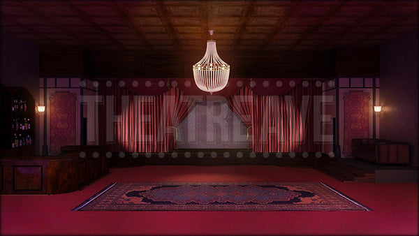 Speakeasy Lounge, a Guys and Dolls projection backdrop by Theatre Avenue.