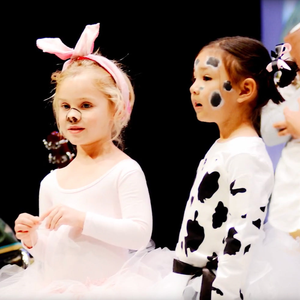 Young actresses in junior production of HONK