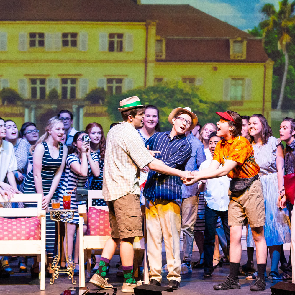 Dirty Rotten Scoundrels production with digital backdrops