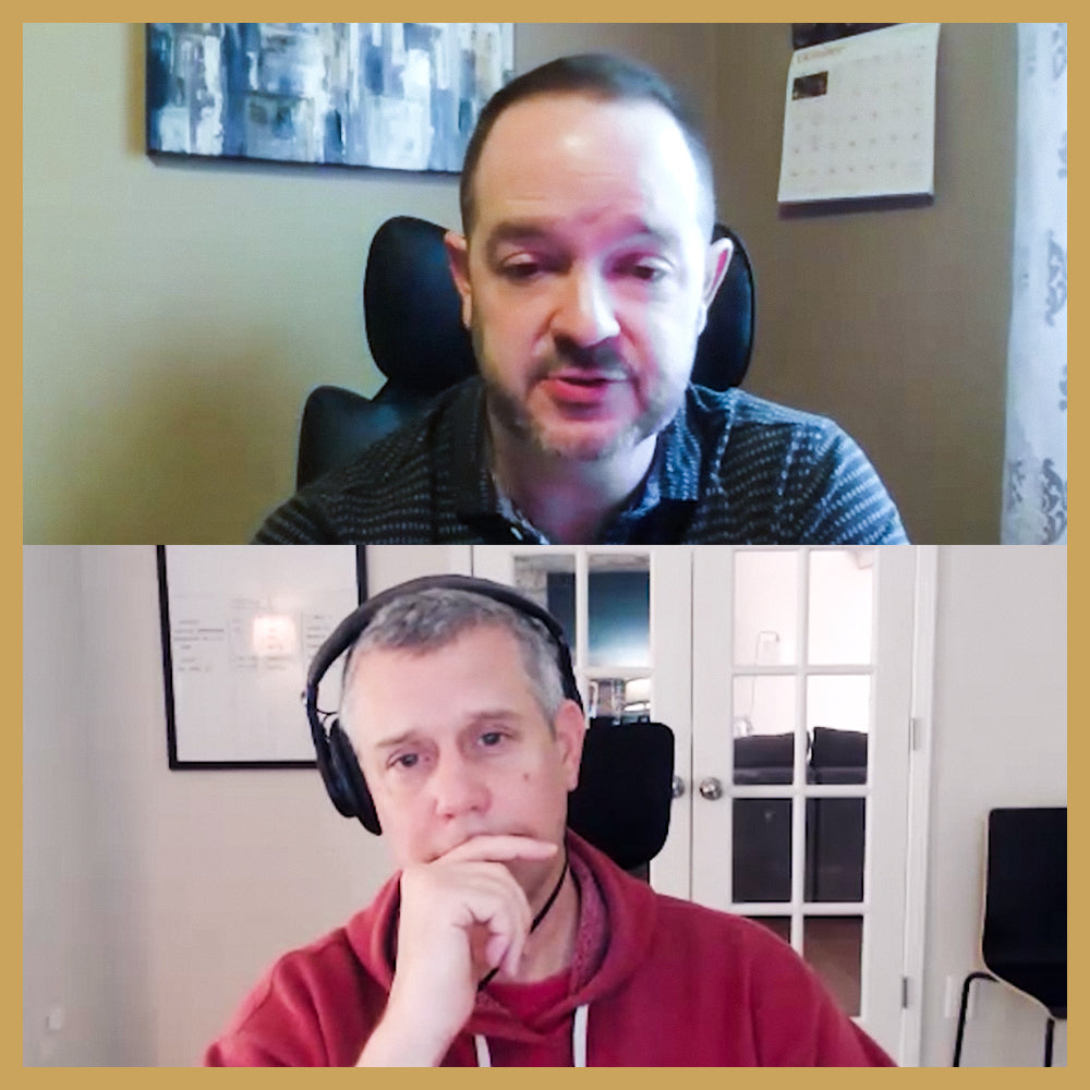 Screenshot of Mitch Stark and Jay Henson discussing how to rent a projector to start using digital backdrops.