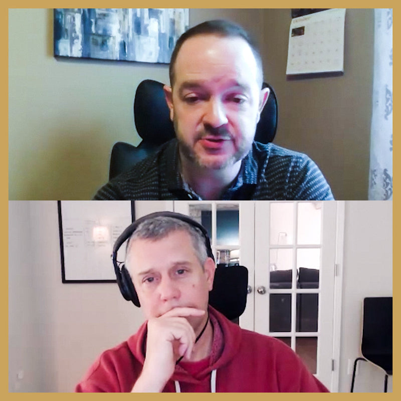 Screenshot of Mitch Stark and Jay Henson discussing how to rent a projector to start using digital backdrops.