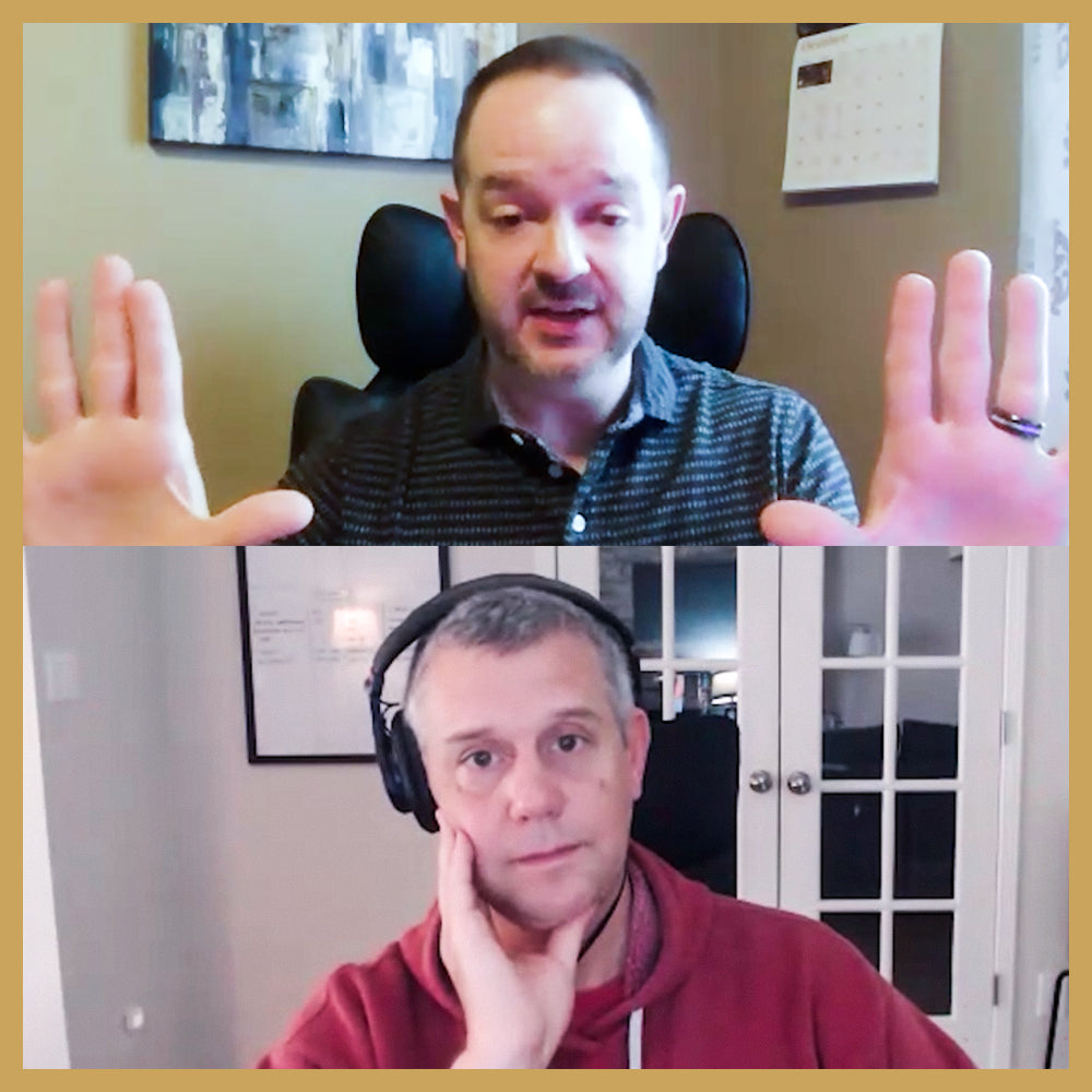 Screenshot of Mitch Stark and Jay Henson discussing how theatre sets and projections work together on stage.