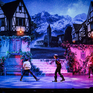 Romeo and Juliet projection backdrops on stage by Theatre Avenue.