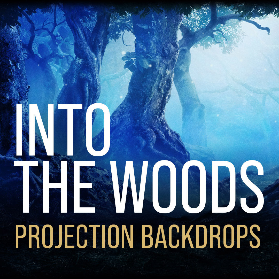 Into the Woods projection backdrops for theatre - digital scenic projections and forest backdrop designs