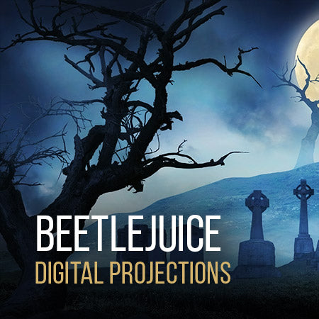 Beetlejuice projections and digital backdrop scenery by Theatre Avenue.