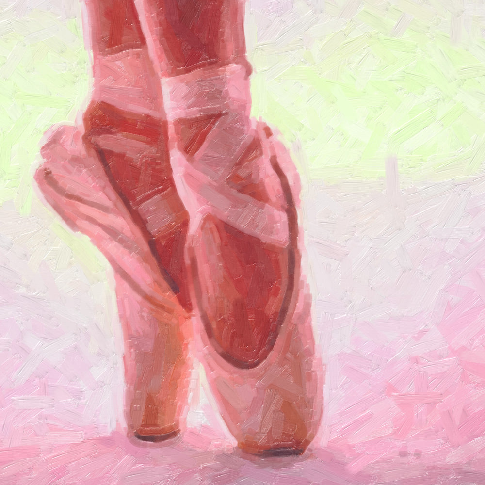 Painterly ballet shoes on pointe