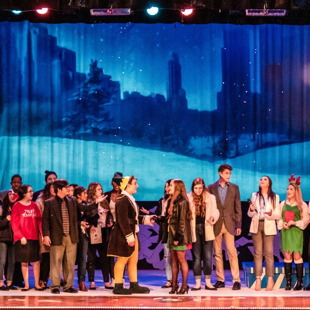 Elf digital projection on display in East Texas production