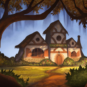 Fairy tale cottage digital projection backdrop for shows like Snow White, Hansel and Gretel, Into the Woods and more