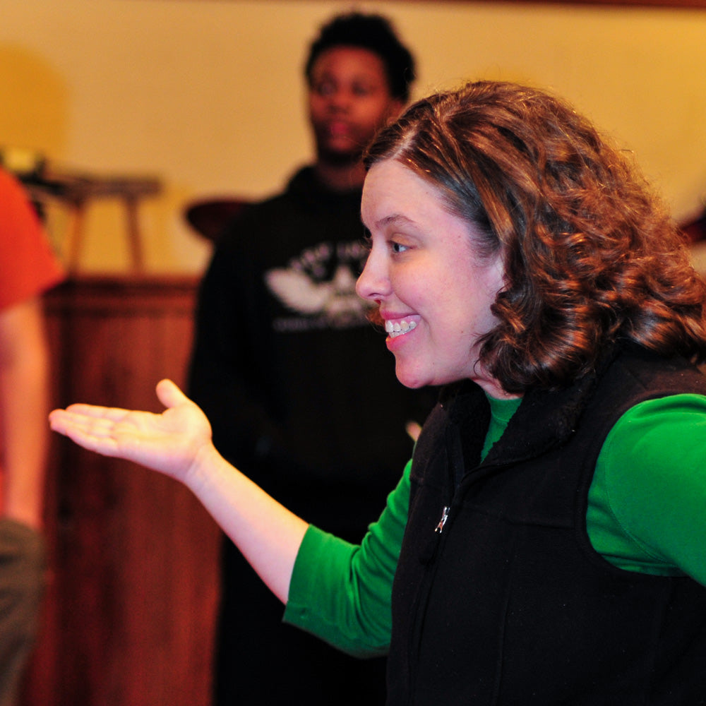 College theatre teacher and director Jarah Botello instructs her drama class