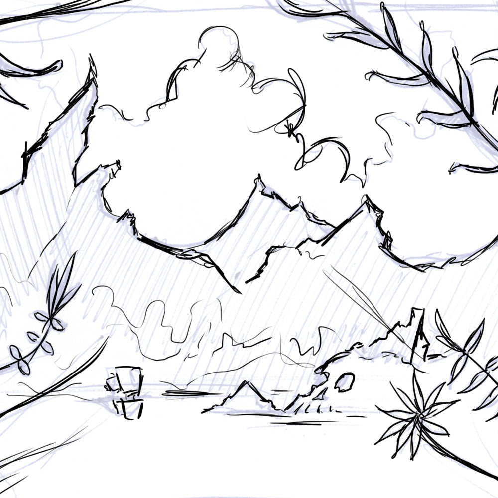 Early sketch for Peter Pan digital projection backdrops