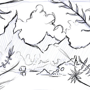 Early sketch for Peter Pan digital projection backdrops