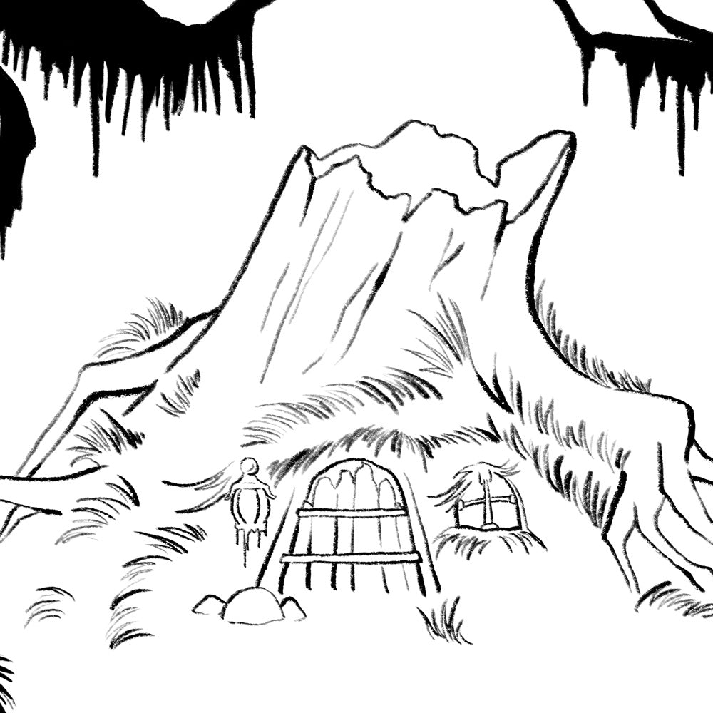 Early digital design sketch for Shrek swamp projection