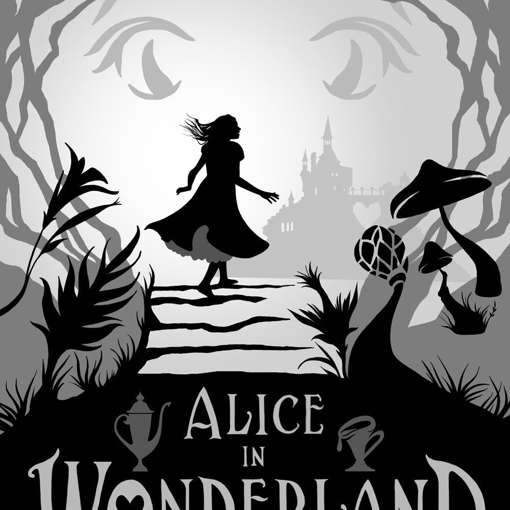 Original poster art in progress for Alice in Wonderland by Mitch Stark of Theatre Avenue