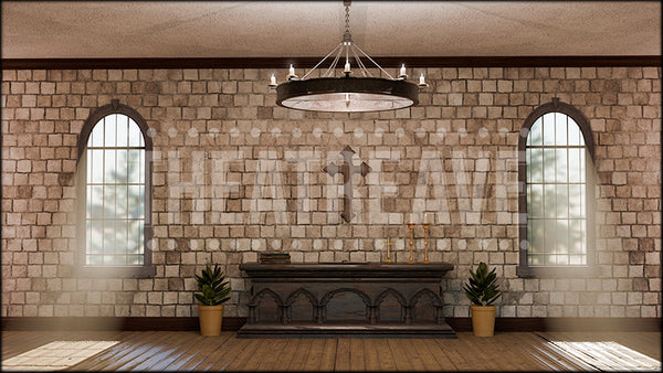 Abbey Office, a Sound of Music projection backdrop and digital scenery by Theatre Avenue.