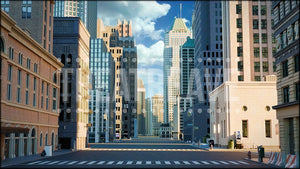 Big City Street, an Elf projection backdrop and digital scenery by Theatre Avenue.