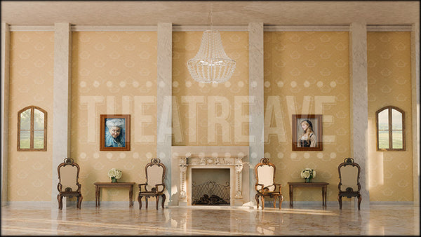 Boarding School Hall, a Descendants projection backdrop and digital scenery by Theatre Avenue.