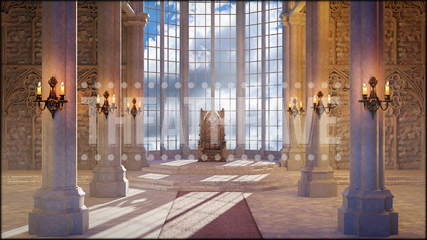 Castle Throne Room, a Shrek projection backdrop and digital scenery by Theatre Avenue.