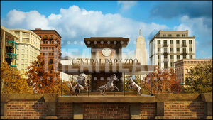 Central Park Zoo, a Madagascar projection backdrop by Theatre Avenue.