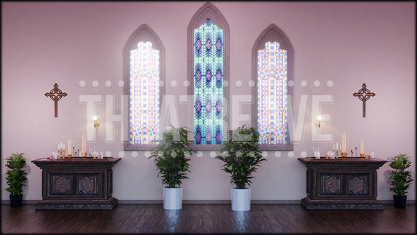 Church Altar, a Sister Act projection backdrop and digital scenery by Theatre Ave.