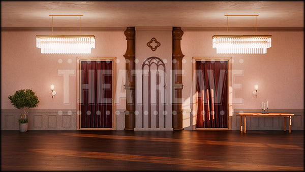 Confessional Room, a Sister Act projection backdrop and digital scenery by Theatre Ave.