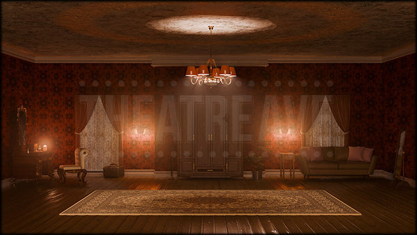 Dark Boudoir, an Addams Family projection backdrop and digital scenery by Theatre Avenue.