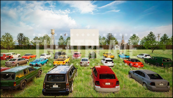 Daytime Drive-In Movie, a Footloose projection backdrop and digital scenery by Theatre Avenue.