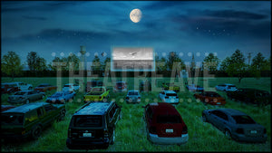 Drive-in Movie at Night, an All Shook Up projection backdrop and digital scenery by Theatre Avenue.