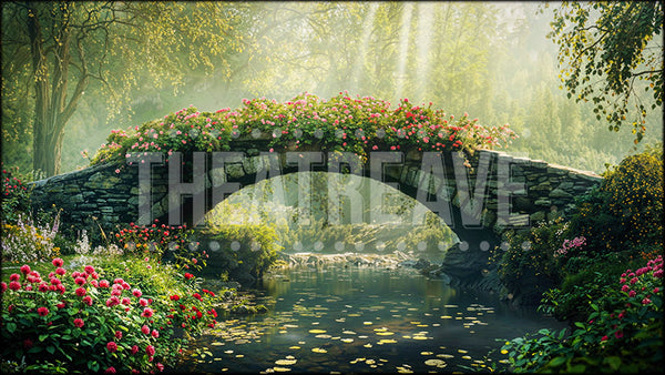 Flower Bridge, a Music Man projection backdrop and digital scenery by Theatre Avenue.