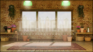 Flower Shop II, a Little Shop of Horrors backdrop projection and digital scenery by Theatre Avenue.