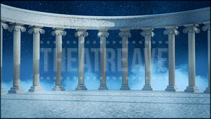 Greek Colonnade at Night, a Xanadu projection backdrop by Theatre Avenue.