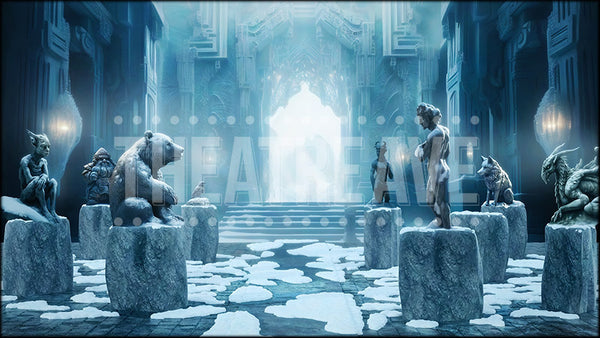 Ice Queen's Courtyard, a Narnia projection backdrop by Theatre Avenue.