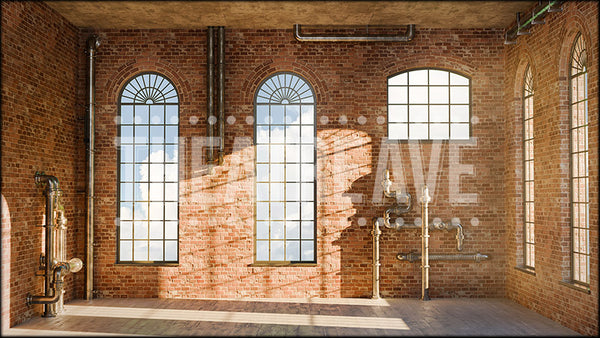 Industrial Room, a Radium Girls projection backdrop and digital scenery by Theatre Avenue.