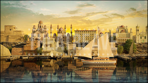 Istanbul Sunrise, a Murder on the Orient Express projection backdrop by Theatre Avenue.