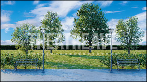 Kensington Gardens, a Finding Neverland projection backdrop and digital scenery by Theatre Avenue.