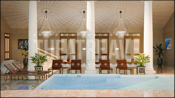 Luxury Pool, a Drowsy Chaperone projection backdrop and digital scenery by Theatre Avenue.