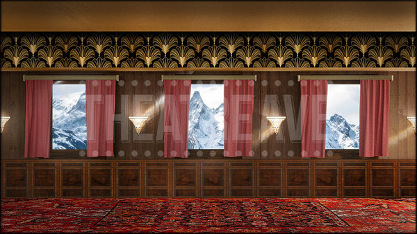 Luxury Train Car, a Murder on the Orient Express projection backdrop by Theatre Avenue.