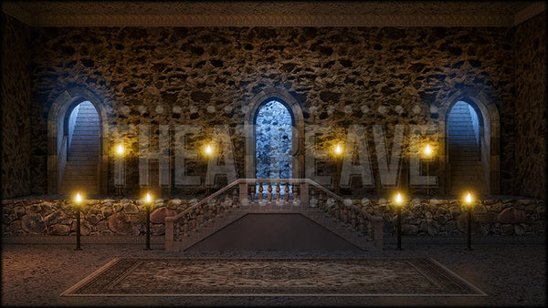 Mansion Grotto, an Addams Family projection backdrop and digital scenery by Theatre Avenue.