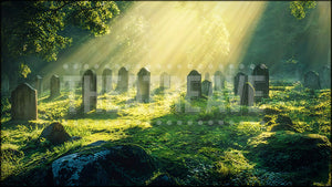 Morning Cemetery, a Tuck Everlasting projection backdrop by Theatre Avenue.