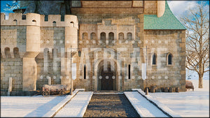 Norwegian Winter Castle, a Frozen backdrop projection and digital scenery by Theatre Avenue.