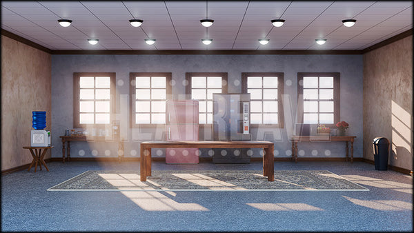 Office Breakroom, a 9 to 5 projection backdrop and digital scenery by Theatre Avenue.