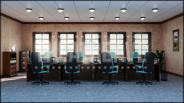 Office Bullpen, a 9 to 5 projection backdrop and digital scenery by Theatre Avenue.