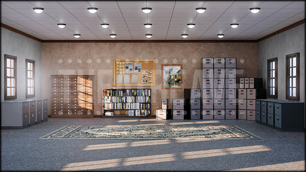 Office Filing Room, a 9 to 5 Musical projection backdrop and digital scenery by Theatre Avenue.
