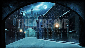 Old London Snowfall, a Christmas Carol projection backdrop by Theatre Avenue.