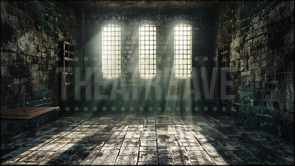 Olden Prison Cell, a Crucible projection backdrop by Theatre Avenue.