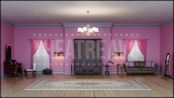 Pink Boudoir, a Gentleman's Guide projection backdrop and digital scenery by Theatre Avenue.