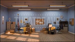 Police Station, a Freak Friday projection backdrop and digital scenery by Theatre Avenue.