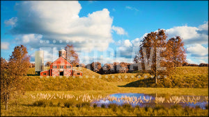Pond Farm in Autumn, a HONK! projection backdrop and digital scenery by Theatre Avenue.